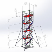 宝源兴业 斜爬梯式铝合金脚手架 四层平台楼梯 7.2米高+1.0米护栏(定制款 货期20天)