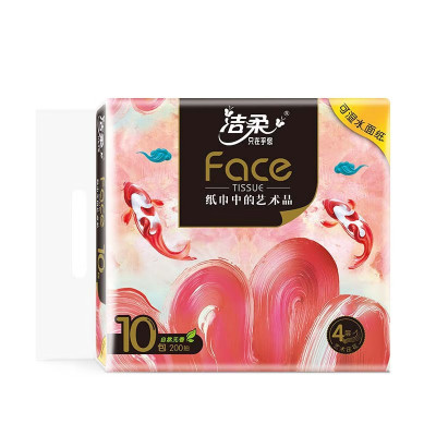 洁柔(C&S)抽纸face3层100抽 无香压花可湿水抽纸餐巾纸宝宝可用面巾纸 1提4包 f