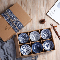 路易菲斯 高尔夫陶瓷碗套装 日式和风青花瓷碗套装(六碗 六筷) 单套装