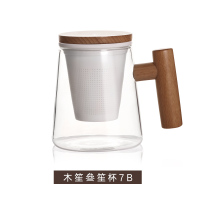 木笙玩物(MUSHENGWANWU) 日式玻璃杯创意带盖个性水杯办公室茶水分离文艺泡茶杯子陶瓷内胆 单个装