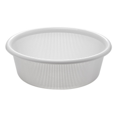 茶花(CHAHUA) 乐惠圆筛塑料篮子筐圆形加厚洗菜篮筐收纳整理厨房沥水家用 白色 38.5CM