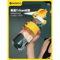 NONOO 运动水杯 健身水壶户外便携儿童耐高温吸管太空杯子 NP1080SA1松石绿 jh