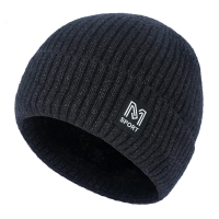 喜途 FNS-20720 冬季毛线帽子保暖针织加绒加厚防寒棉帽护耳套头帽 黑色