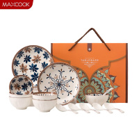美厨(MAXCOOK)碗盘套装 波西米亚编织藤16件套