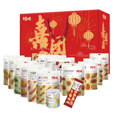 百草味(BE&CHEERY) 坚果零食组合腰果碧根果蜜枣黄桃罐头年货礼 [龙凤呈祥F款2514g]