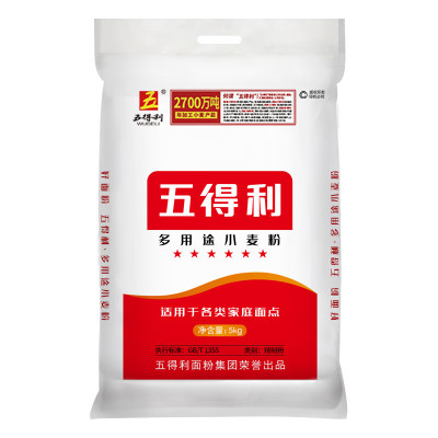 五得利(WUDELI) 面粉 六星多用途小麦粉5kg 家用 包子饺子馒头饼手擀面