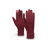 圣强建安 保暖手套 三扣不倒绒纯色手套 加绒触屏保暖手套 红色均码