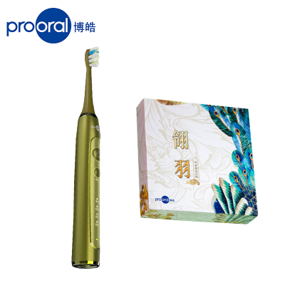 博皓(prooral)声波电动牙刷 感应充电式 自动牙刷成人 情侣款礼盒装 T31 绿色