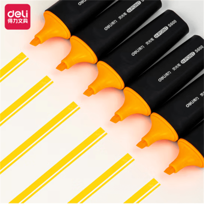 得力(deli)橙色荧光笔 重点醒目标记笔 手帐可用水性记号笔10支/盒