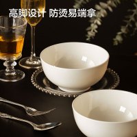 惠居尚品 陶瓷面碗 6英寸白色面碗 陶瓷碗米饭碗 可微波炉使用