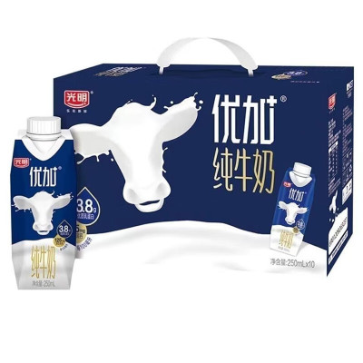 光明优加纯牛奶3.8优质乳蛋白梦幻盖250ml*10盒