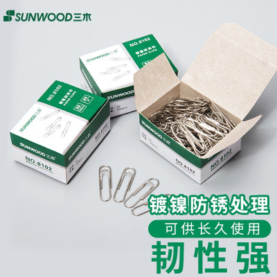 三木(SUNWOOD)8102镀镍回形针100枚/盒10盒装