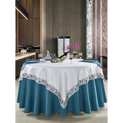 圆桌桌布规格:1.8米桌子套装/上下2条 颜色: 湖蓝色套装套