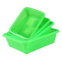 型号:A12绿色 塑料筐篮子加厚收纳筐 规格:外径长54.5cm 宽40cm 高17cm 材质:塑料 特厚加密全新料 颜色:绿色菜筐 (个)