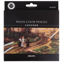 得力6518 24色纸盒绘画彩色铅笔 秘密花园 涂色填色 水溶性彩铅 1盒装 黑色