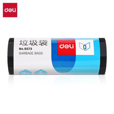 得力(deli) 9573 垃圾袋(黑)45*55cm(30个/卷)八角底