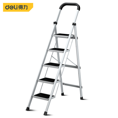 得力(deli)家用可折叠梯子工程梯子双层钢管多功能人字梯 五步梯 DL509005