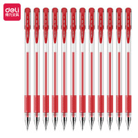 得力(deli)0.5mm经典办公中性笔签字笔 子弹头红色12支/盒6600 12支