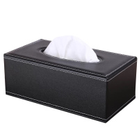 黑色皮质纸巾盒 家用车用 抽纸盒 酒店餐巾创意欧式纸抽盒 20*12*9.5cm 一个