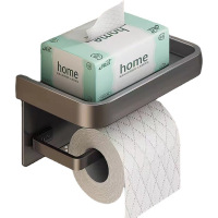 卫生间厕所纸巾盒太空铝卷纸架壁挂式卫生纸置物架浴室纸巾架枪灰色一个