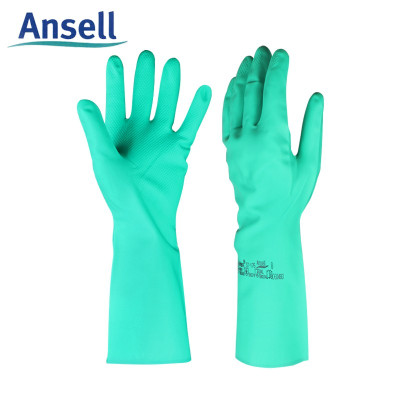 安思尔37-176耐酸碱溶剂防化耐油污工业劳保防护用品丁腈橡胶手套 M码 一副