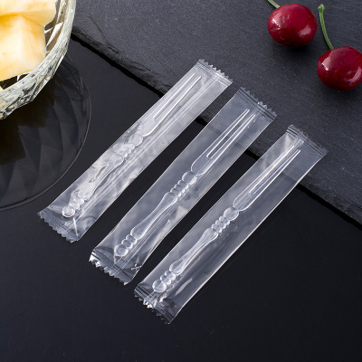 一次性水果叉家用小叉子塑料水果签插透明创意可爱 10000支 一箱