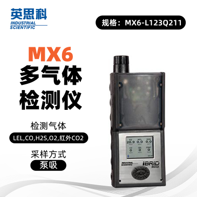 英思科 MX6多气体检测仪L123Q211 可测LEL,CO,H2S,O2,红外CO2 泵吸