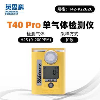 英思科T40 Pro H2S气体检测器T42-P22G2C 0-200PPM, 黄色