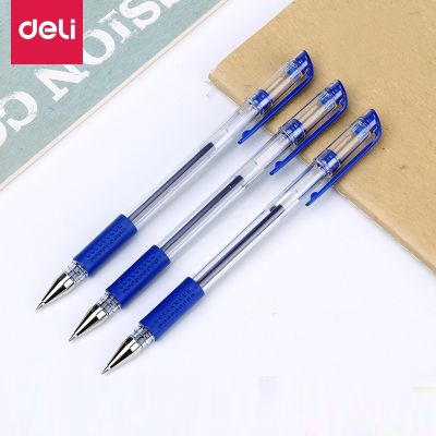 得力(deli)0.5mm蓝色中性笔签字水笔6600(12支/盒)
