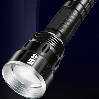 LED变焦手电筒强光远射可充电户外探照灯 强光手电X80