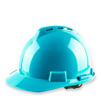 ABS工地安全帽 华信建筑工程新国标 定制款可印字 湖蓝色