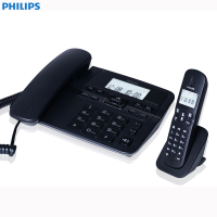 飞利浦(Philips)DCTG188一拖一(数字无绳电话机办公家用无线固定座机电话子母机商用免提通话功能黑色)