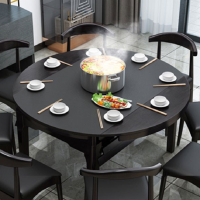 东瑜(DONGYU) SQ-6A实木伸缩圆桌家用现代简约折叠电磁炉餐桌(6人位)