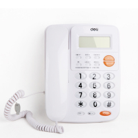 得力(deli) 透明耐磨按键电话机 780免提来电显示办公家用固定电话 三组闹钟座机 1个装