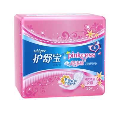 护舒宝 pinkcess超净棉花型透气护垫淡香36片/包 单包装