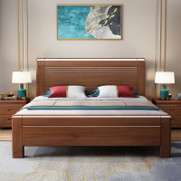 国景 实木中式床1.5m2m+床头柜2+10cm 棕垫
