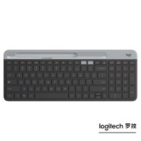 罗技(Logitech)无线办公键盘 蓝牙双模连接 ipad键盘 无线键鼠套装 K580黑+鹅卵石黑色