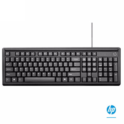 惠普(HP)K100办公键盘 有线USB键盘 104键全键盘笔记本台式电脑一体机通用办公键盘防泼溅水 单个装