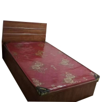 泓仪 定制木制单人床1.2*2m+5cm棕垫+床头柜*2个 无床箱不可储物 单套装