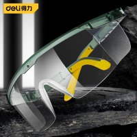 得力(deli)多功能防护眼镜工业劳保防冲击眼镜镜腿可调节绿色款应急常备 DL522014A