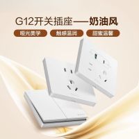 奶油风空调16A开关插座 G12E536S二三极+三位USB插座 暮雪白 单位/个