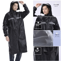 反光连体雨衣全身防水成人长款黑色双层-双帽沿-双口袋-大褂/单位/件