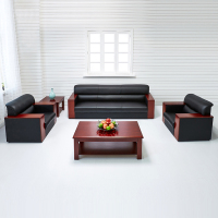 麦格尚 办公沙发 办公室沙发 商务接待会客沙发MGS-SF006 黑色西皮
