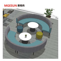 麦格尚 办公沙发MGS-JF013 现代简约 商务办公接待沙发 会客家具 休闲沙发组合(半圆沙发一个+两桌两凳)