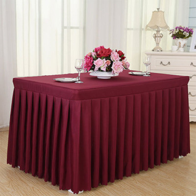 芳恩(faunen) 定做会议桌布冷餐饮桌裙签到台裙展会活动办公桌罩酒红色长方形桌套