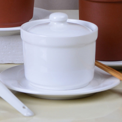 齐牛 陶瓷汤盅带盖隔水炖盅罐酒店餐厅双耳燕窝盅 炖盅