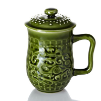 乾唐轩 450ml活瓷 绿釉 势在必得高杯 茶杯 (计价单位:个