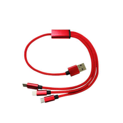 Only&Home 移动电源专用一拖三布艺数据线KL-YTS03红色