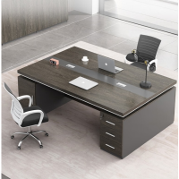 匹客 办公桌双人位面对面经理室现代老板桌椅组合财务电脑桌子两人一体双人位(长侧柜)