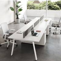 匹客 职员办公桌2/4/6人白色工位屏风隔断卡位办公室桌椅组合简约现代